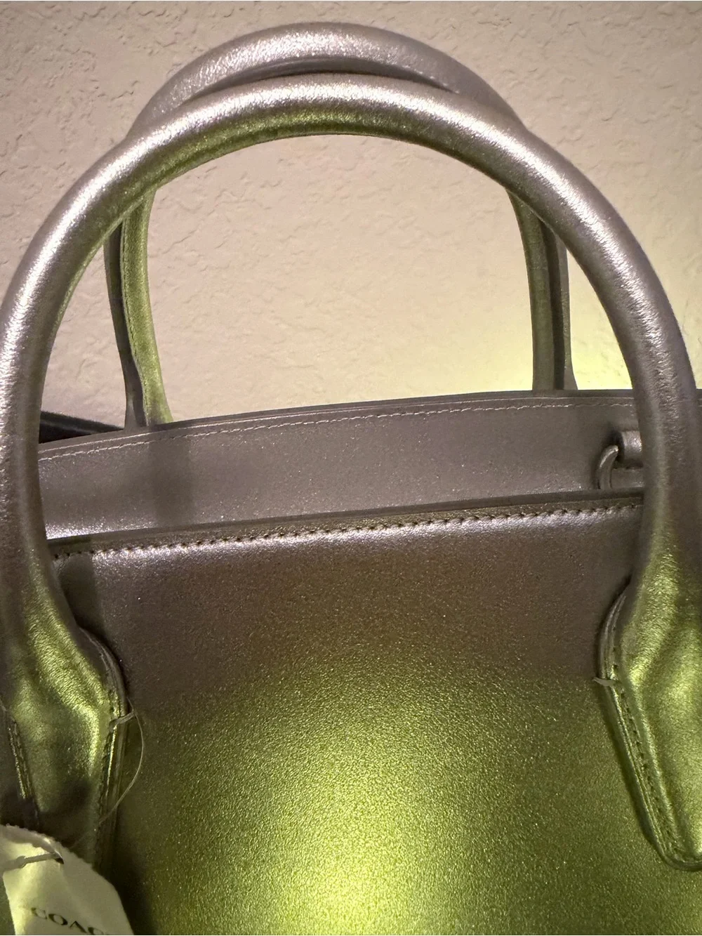 COACH Andrea Metallic Silver Mini Satchel with Star Charm NWT